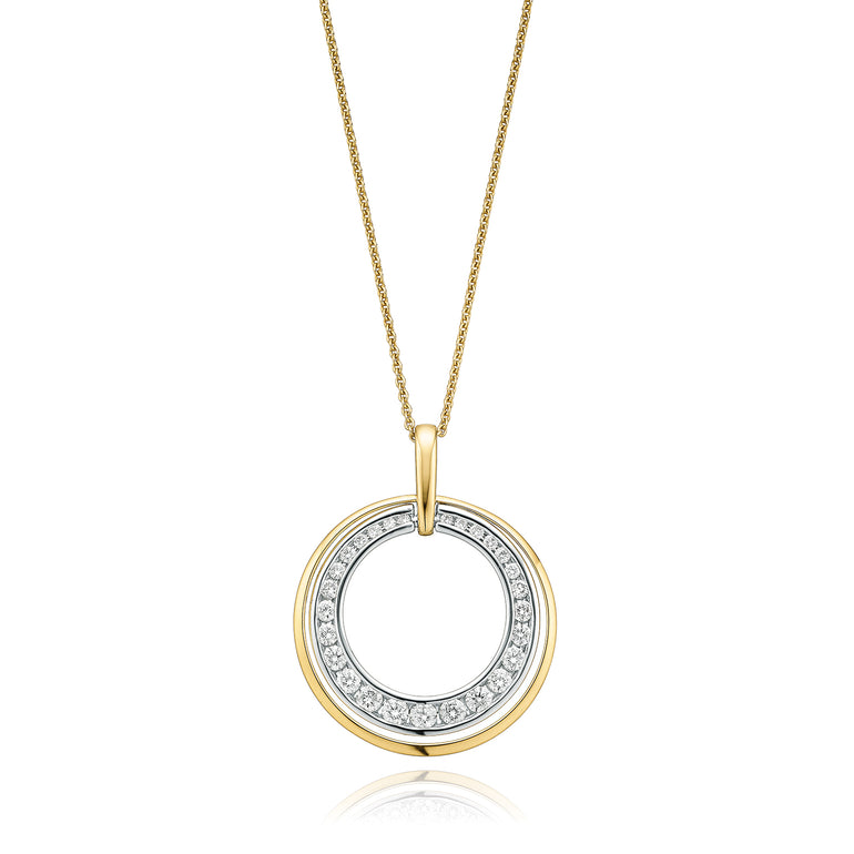 18ct Yellow Gold Round Brilliant Cut with 1/2 CARAT tw of Diamonds Pendant