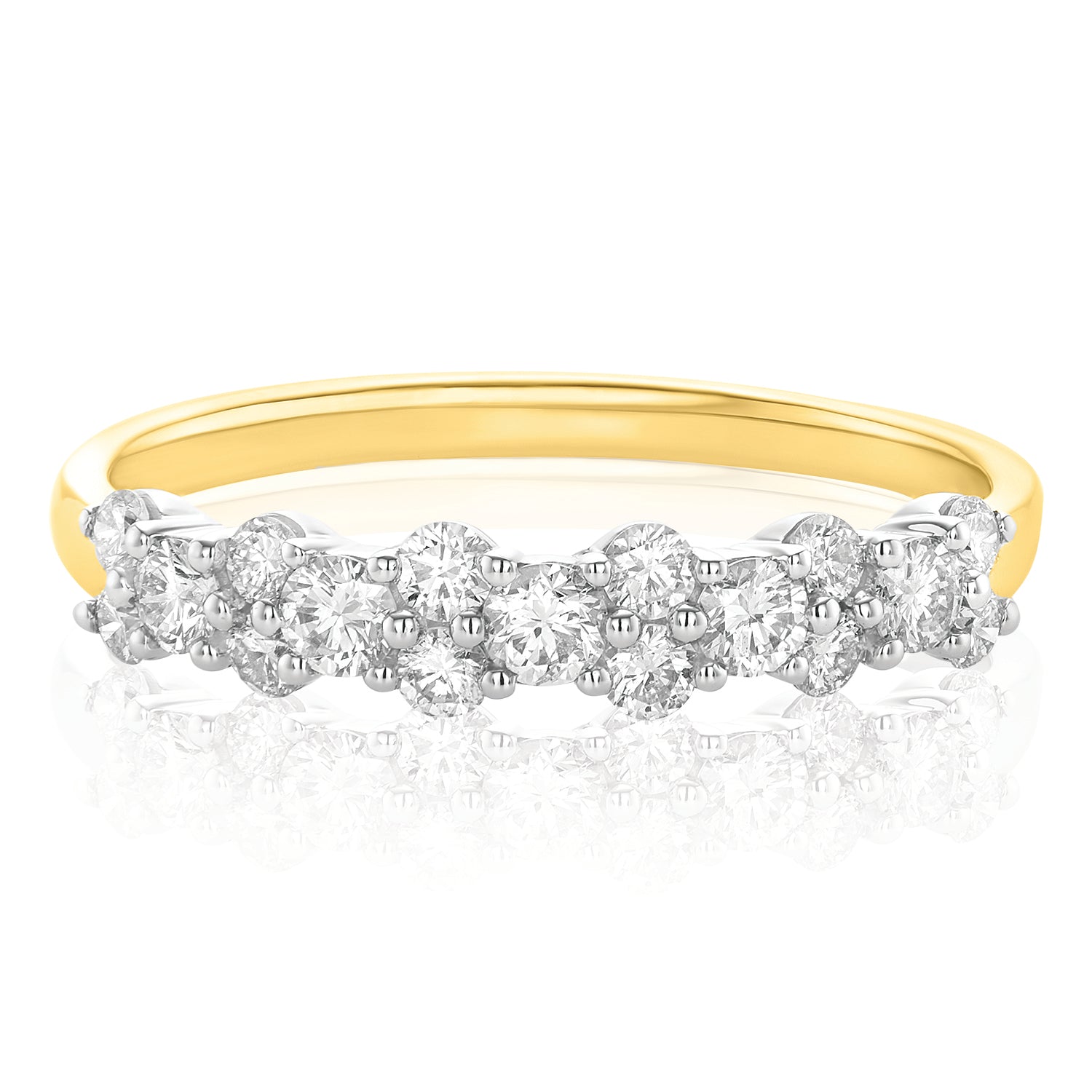 9ct Yellow & White Gold Round Briliant Cut 0.60 ctw diamond Dress Ring