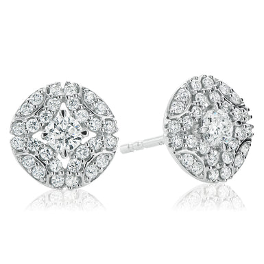 9ct White Gold Round Brilliant Cut with 3/4 Carat tw of Diamonds Earrings
