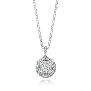 9ct White Gold Round Brilliant Cut with 1/2 Carat tw of Diamonds Pendant