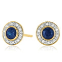 9ct Yellow Gold Round Brilliant Cut Sapphire Diamond Set Earrings