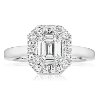 18ct White Gold Round Brillant & Baguette Cut with 1/2 CARAT tw of Diamonds Ring