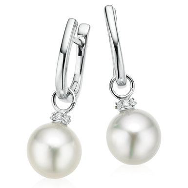 Perla By Autore 18ct White Gold 10mm South Sea Pearl & Diamond Earrings