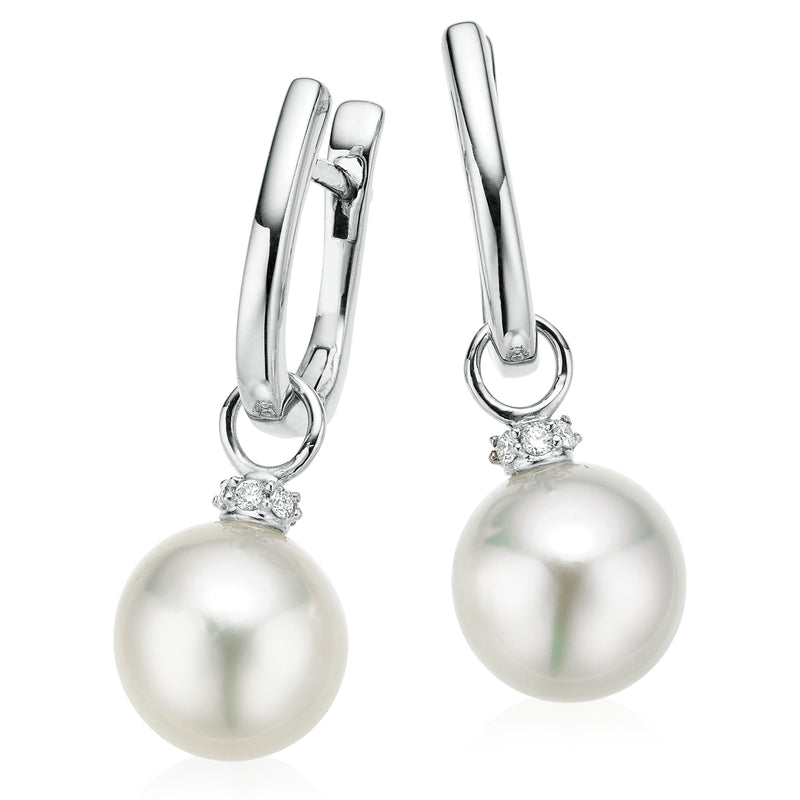 Perla By Autore 18ct White Gold 10mm South Sea Pearl & Diamond Earrings