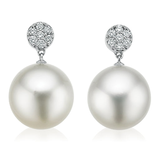 Perla by Autore 18ct White Gold 10mm South Sea Pearl & Diamond Earrings