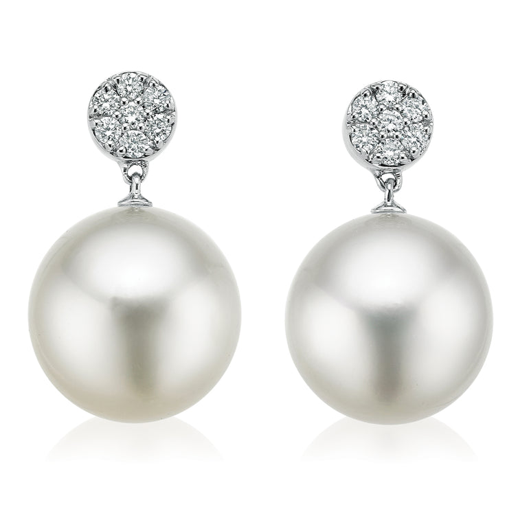 Perla by Autore 18ct White Gold 10mm South Sea Pearl & Diamond Earrings