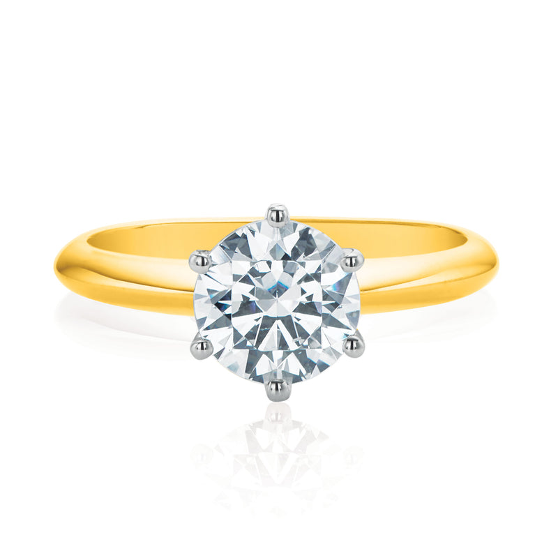 Promise 18ct Yellow Gold Round Brilliant Cut with 1 Carat of Certified Diamond Ring