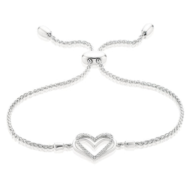 Vera Wang Love Sterling Silver Round Cut with 0.08 Carat tw of Diamonds Bolo Bracelet