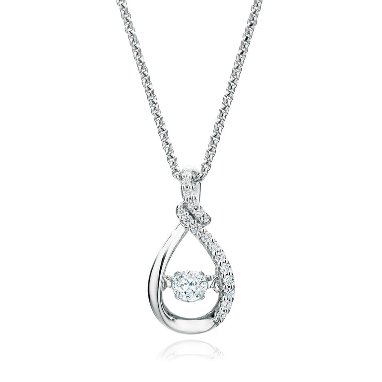 9ct White Gold Round Cut with 0.20 CARAT tw of Diamond Pendant