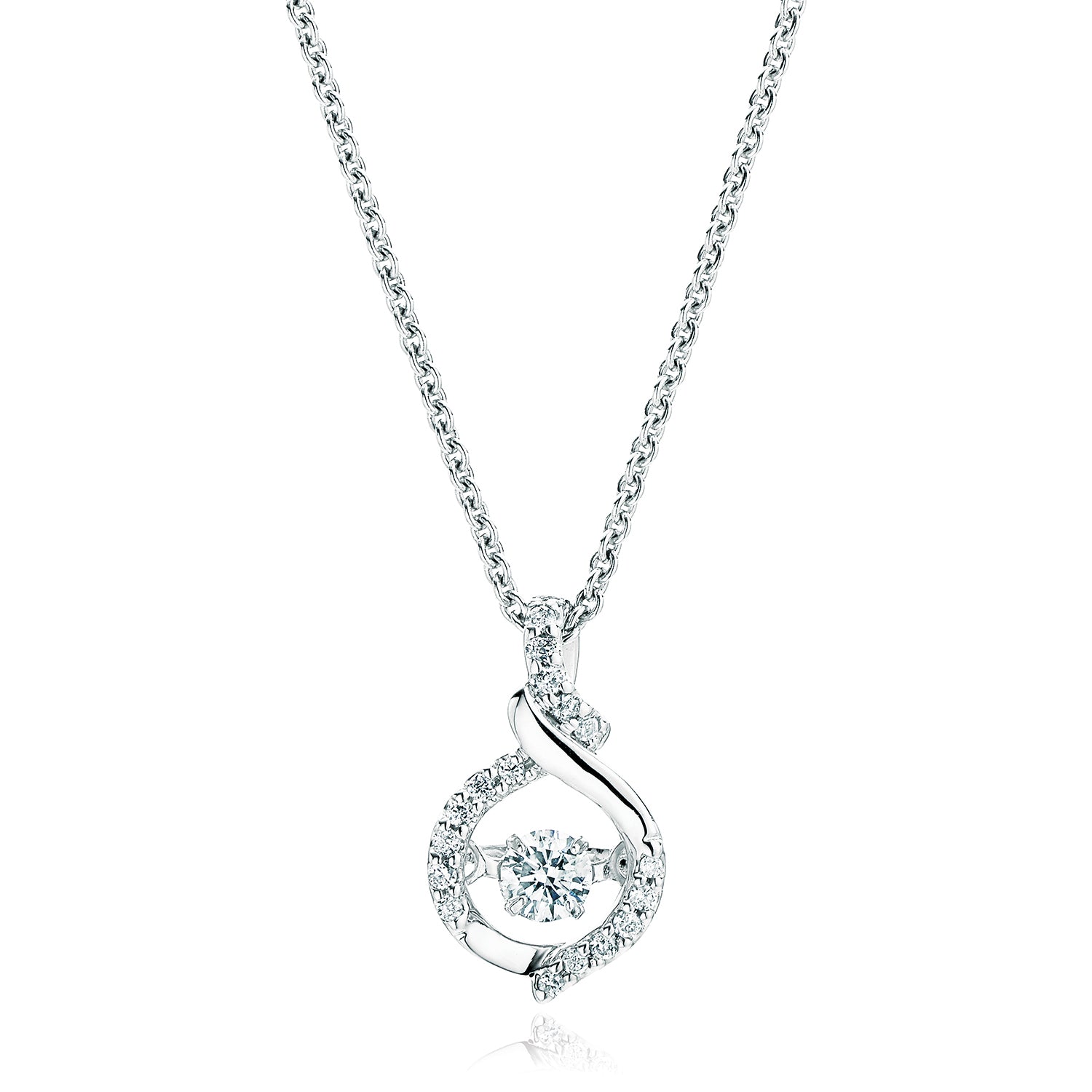 9ct White Gold Round Cut with 0.20 CARAT tw of Diamond Pendant