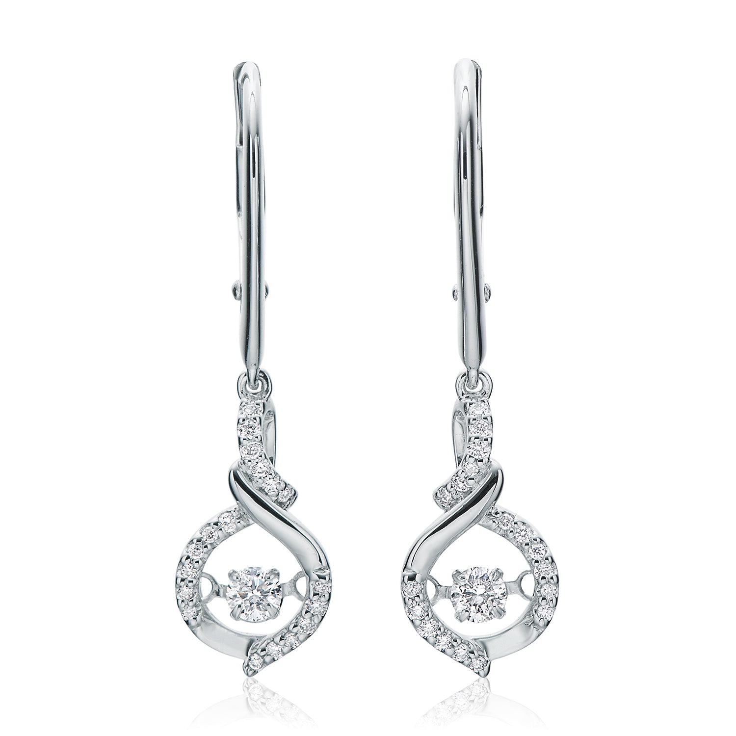 9ct White Gold Round Cut with 1/4 CARAT tw of Diamonds Earrings