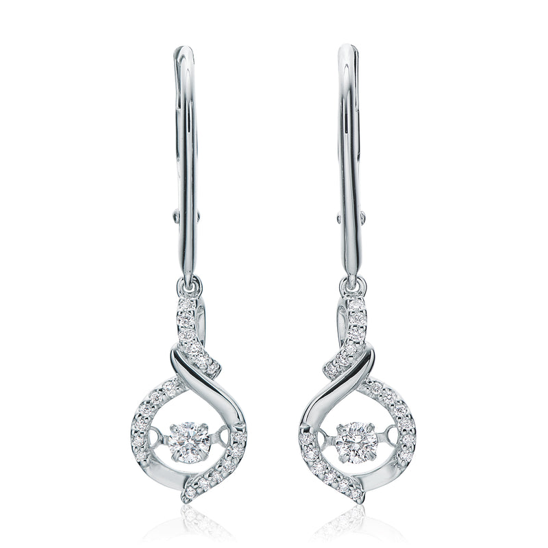 9ct White Gold Round Cut with 1/4 CARAT tw of Diamonds Earrings