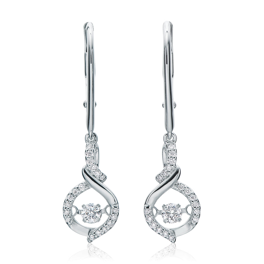 9ct White Gold Round Cut with 1/4 CARAT tw of Diamonds Earrings