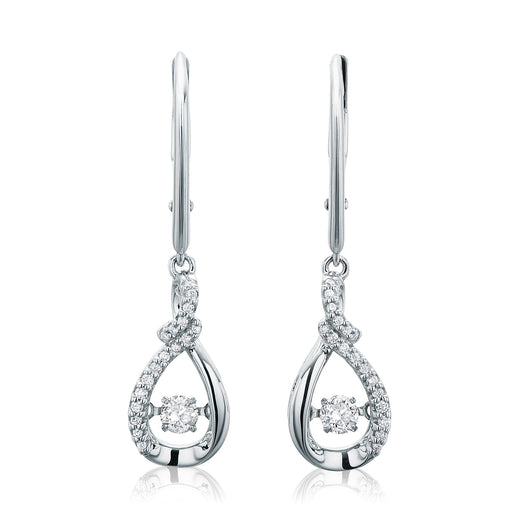 9ct White Gold Round Cut with 1/4 CARAT tw of Diamonds Earrings