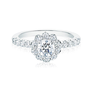 Halo 18ct White Gold Round Brilliant Cut with 1.25 CARAT tw of Diamonds Ring