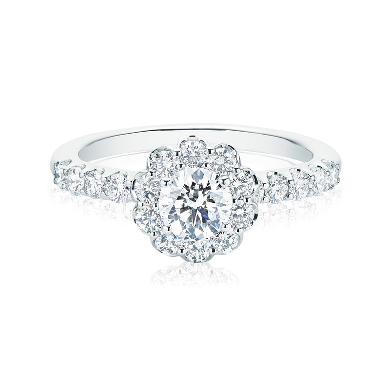 Halo 18ct White Gold Round Brilliant Cut with 1.25 CARAT tw of Diamonds Ring