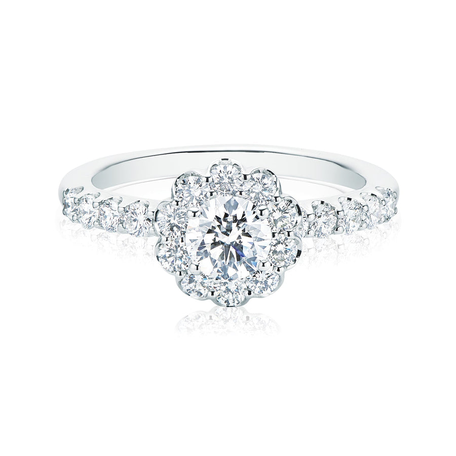 Halo 18ct White Gold Round Brilliant Cut with 1.25 CARAT tw of Diamonds Ring