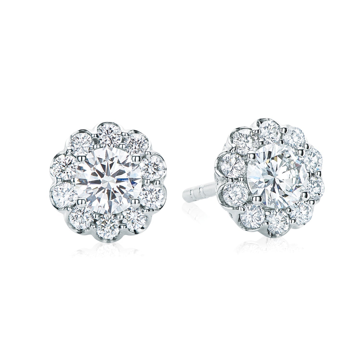 Round diamond earrings sales with halo