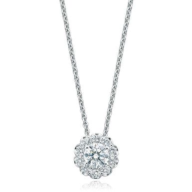 Halo 18ct White Gold Round Brilliant Cut with 1/2 CARAT tw of Diamond Pendant