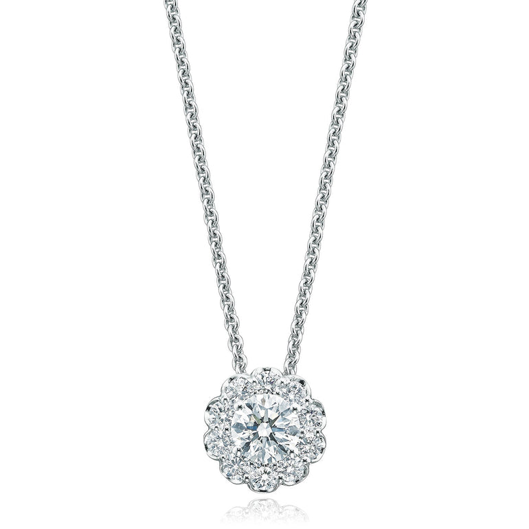 Halo 18ct White Gold Round Brilliant Cut with 1/2 CARAT tw of Diamond Pendant