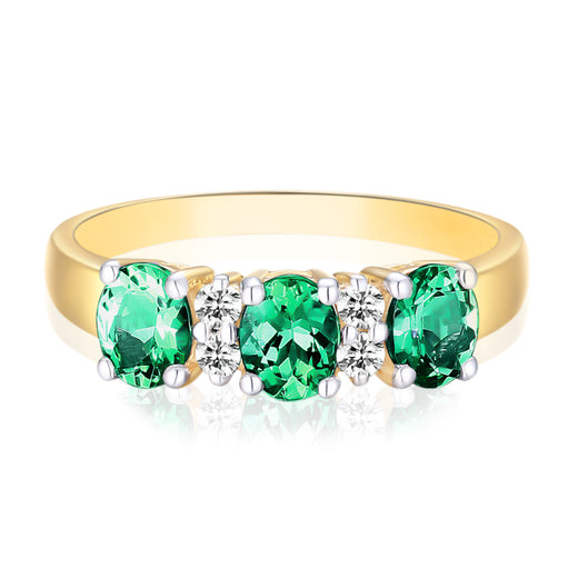 18ct Oval Cut 5x4 mm Emerald 0.10 carat tw Diamond Ring