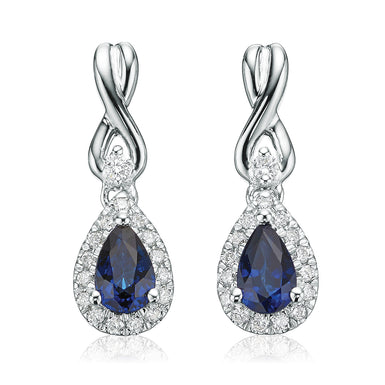 Vera Wang Love 18ct White Gold Pear Cut Sapphire with 0.16 CARAT tw of Diamonds Earrings