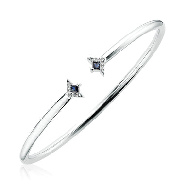 Vera Wang Love Sterling Silver Princess Cut Sapphire with 0.06 Carat of Diamonds Bangle