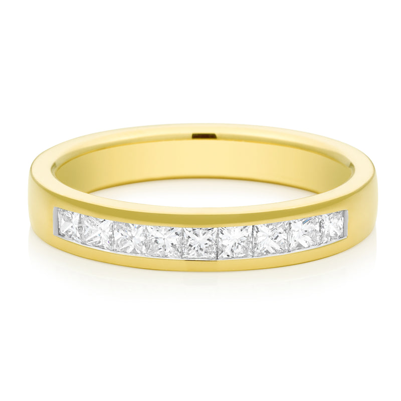 18ct Yellow Gold Princess Cut with 1/2 CARAT tw of Diamonds Ring