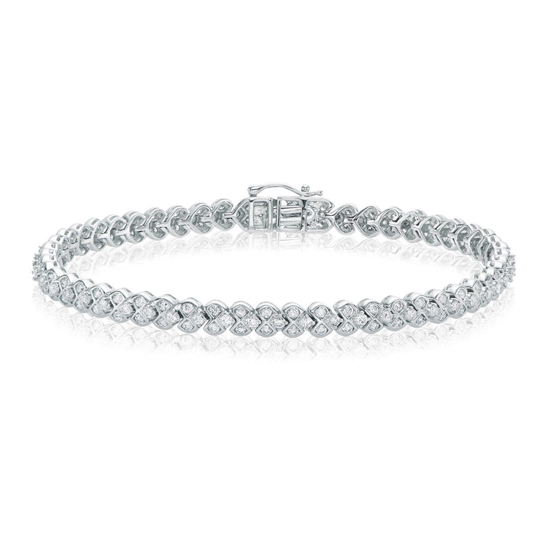9ct White Gold Round Brilliant Cut with 2 CARAT tw of Diamonds Bracelet