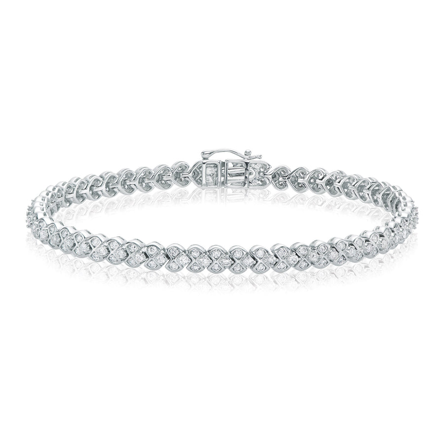 9ct White Gold Round Brilliant Cut with 2 CARAT tw of Diamonds Bracelet