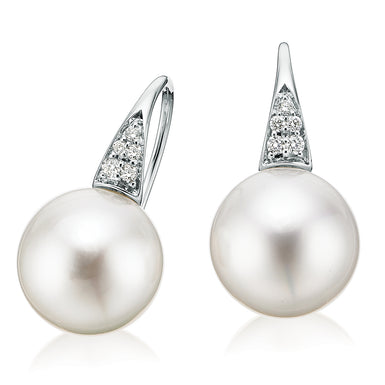 Perla By Autore 18ct White Gold 10mm South Sea Pearl & Diamond Earrings