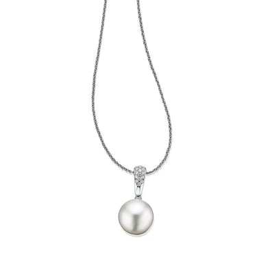 Perla By Autore 18ct White Gold 10mm South Sea Pearl & Diamond Pendant