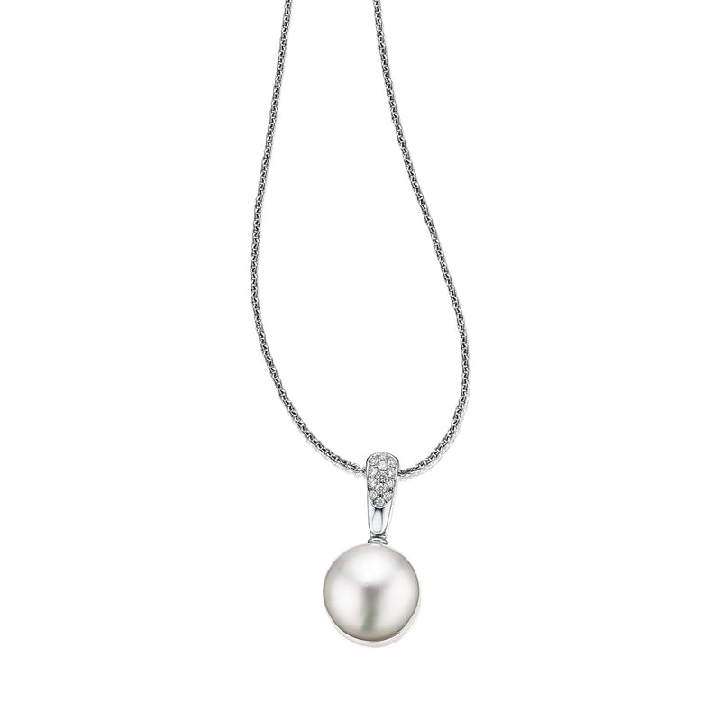 Perla By Autore 18ct White Gold 10mm South Sea Pearl & Diamond Pendant