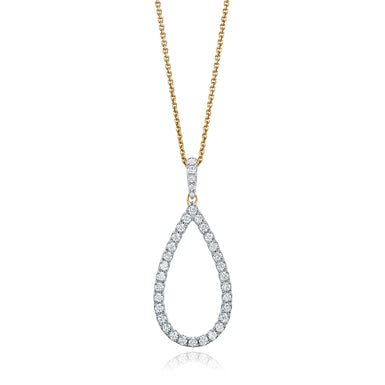 9ct Yellow Gold Round Brilliant Cut with 1/2 Carat tw of Diamonds Pendant