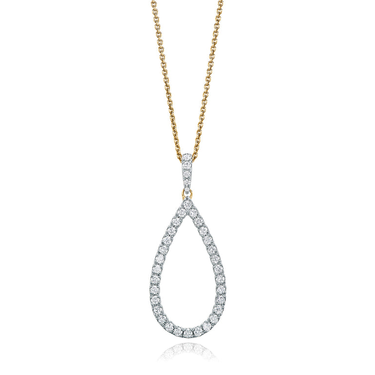 9ct Yellow Gold Round Brilliant Cut with 1/2 Carat tw of Diamonds Pendant