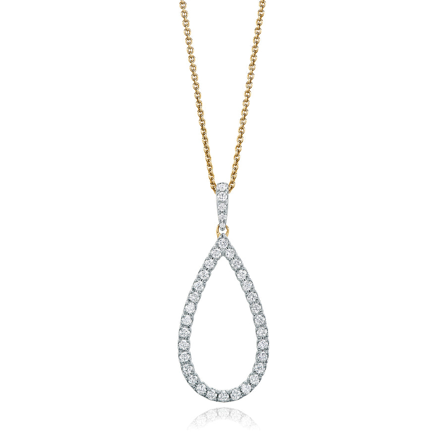 9ct Yellow Gold Round Brilliant Cut with 1/2 Carat tw of Diamonds Pendant