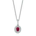 18ct White Gold Oval Cut Ruby with 0.10 CARAT tw of Diamond Pendant