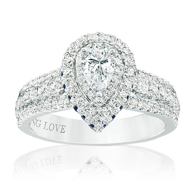Vera Wang Love 18ct White Gold Pear & Round Cut with 1 Carat tw of Diamonds Ring