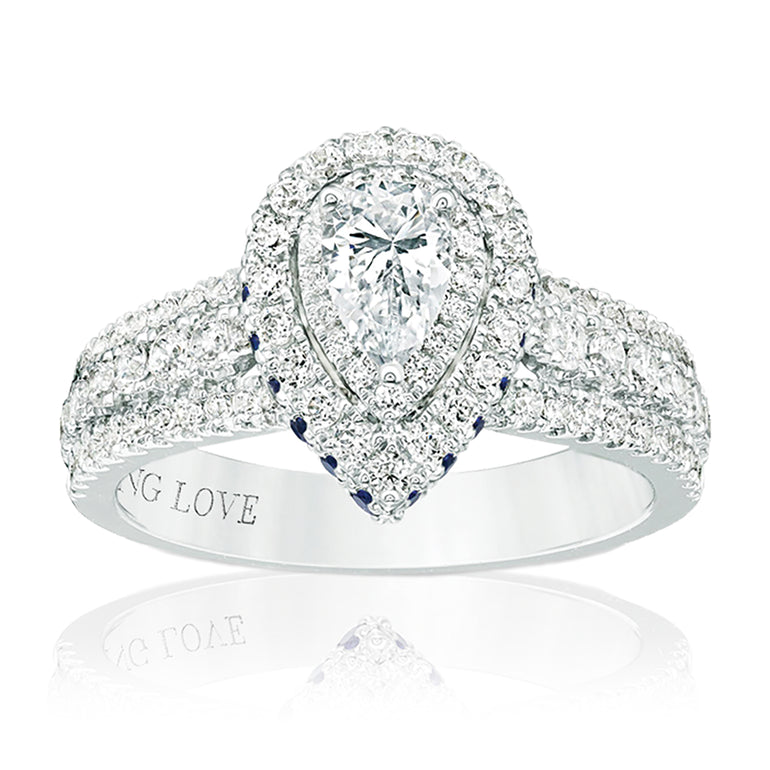 Vera Wang Love 18ct White Gold Pear & Round Cut with 1 Carat tw of Diamonds Ring