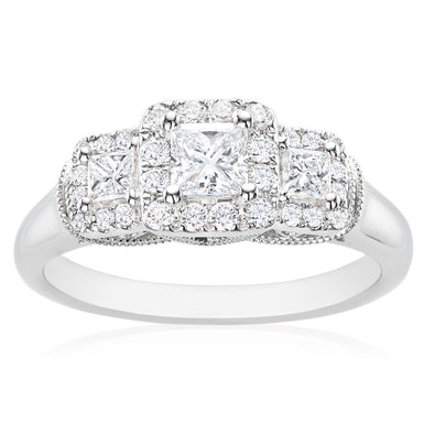 Vera Wang Love 18ct White Gold Princess & Round Cut with 3/4 Carat tw of Diamonds Ring