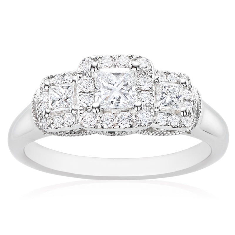 Vera Wang Love 18ct White Gold Princess & Round Cut with 3/4 Carat tw of Diamonds Ring