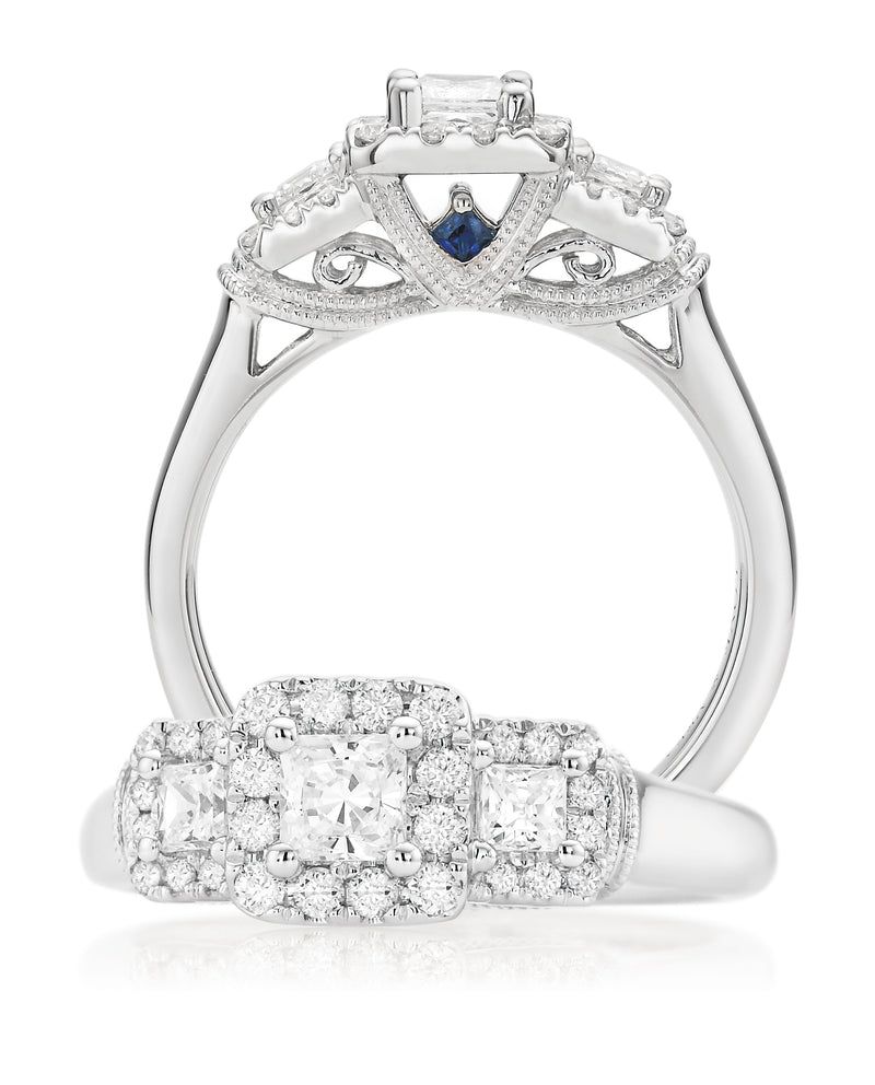 Vera Wang Love 18ct White Gold Princess & Round Cut with 3/4 Carat tw of Diamonds Ring