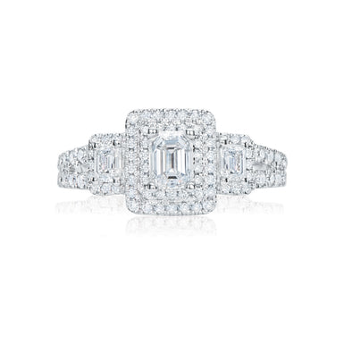 Vera Wang Love 18ct White Gold Emerald & Round Cut with 1.35 Carat tw of Diamond Ring