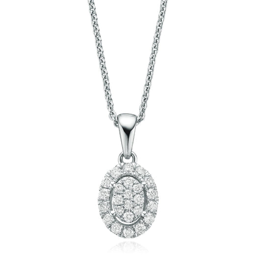 9ct White Gold Round Brilliant Cut 0.25 ctw diamond Pendant