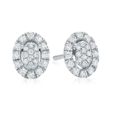 9ct White Gold Round Brilliant Cut 0.30 ctw Diamond Studs