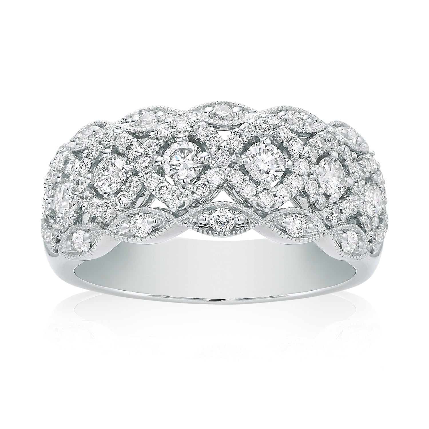 18ct White Gold Round Brilliant Cut with 1 CARAT tw of Diamonds Ring ...