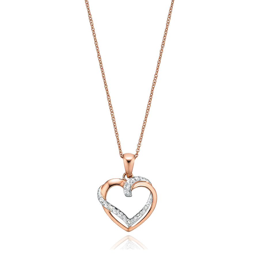 9ct Rose & White Gold Diamond Necklace