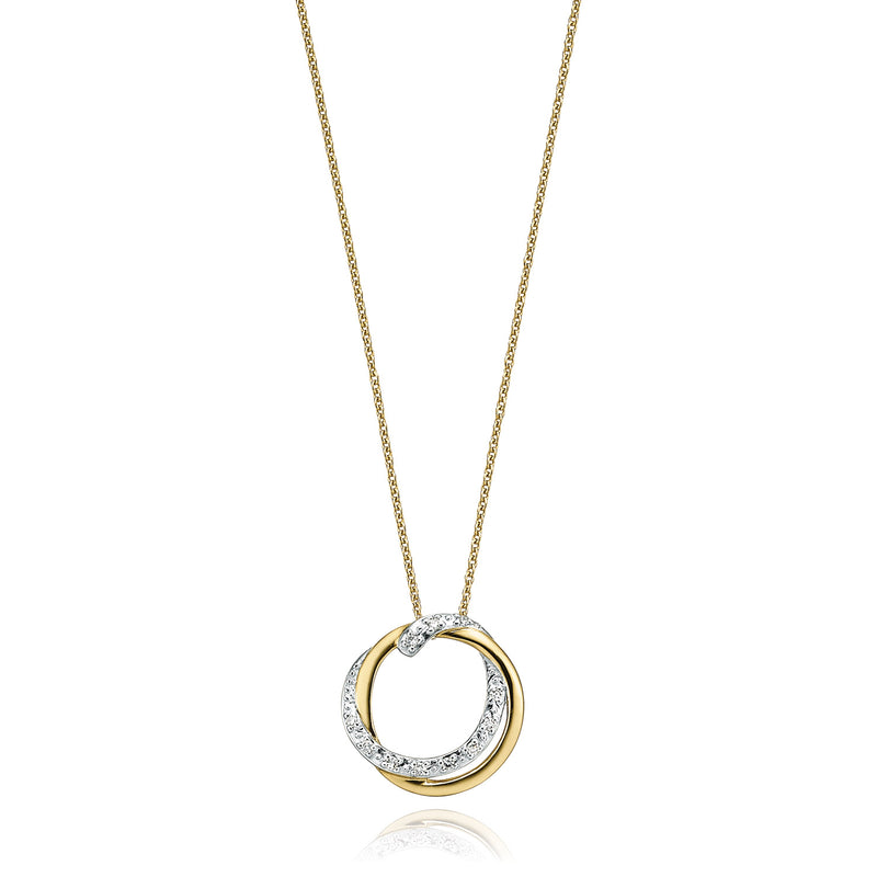 9ct Two Tone Gold with Diamond Necklace