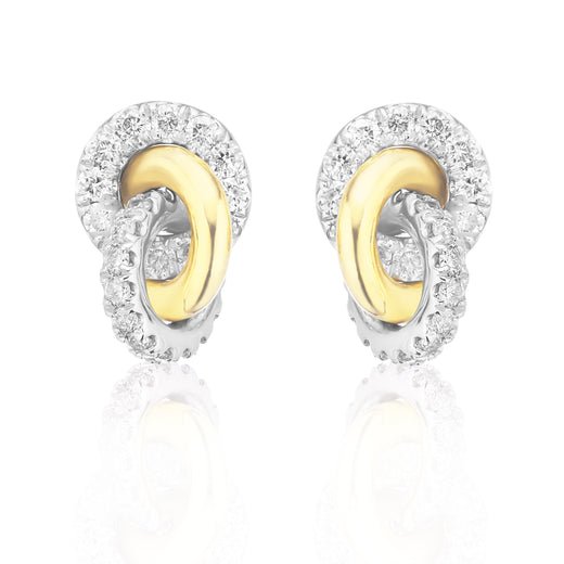 10ct White & Yellow Gold Round Brilliant Cut 0.50 carat tw Diamond Earrings