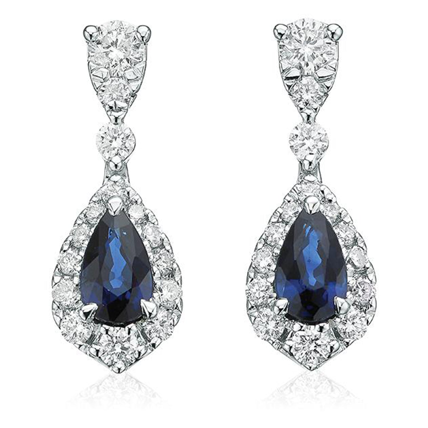 Pear-Shaped Lab-Created Blue and White Sapphire Marquise Frame Line Drop  Earrings in Sterling Silver | Zales